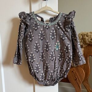Almirah Charcoal Floral Baby Romper